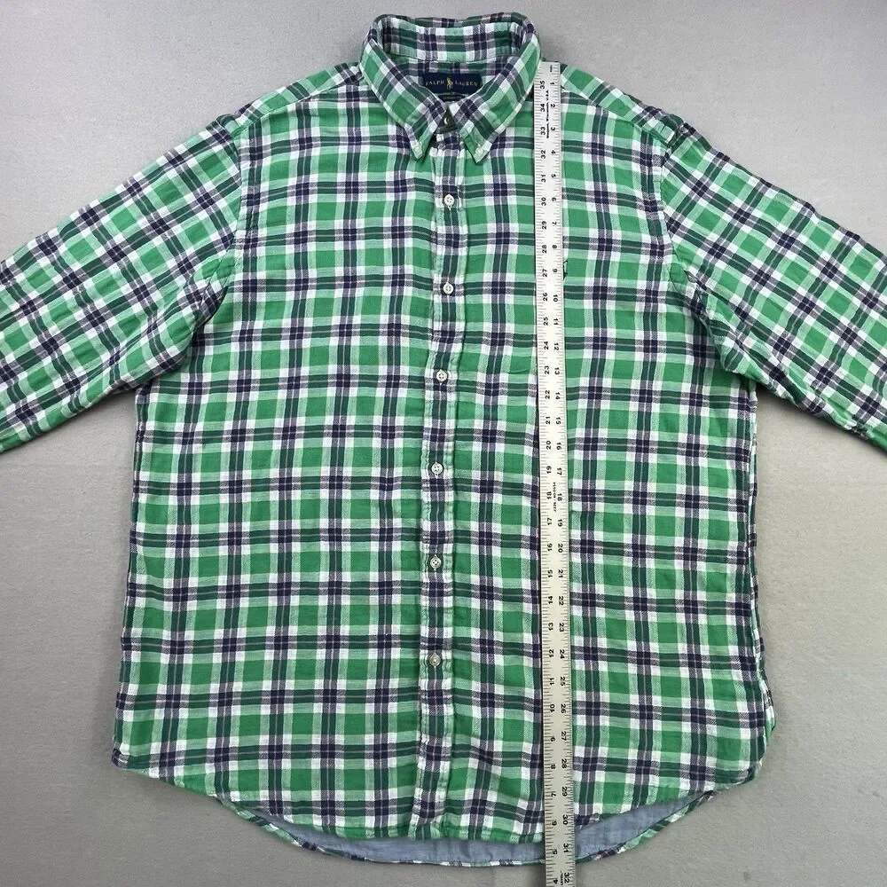 Polo Ralph Lauren Flannel Shirt Mens 2XL Green Plaid Classic Fit Preppy